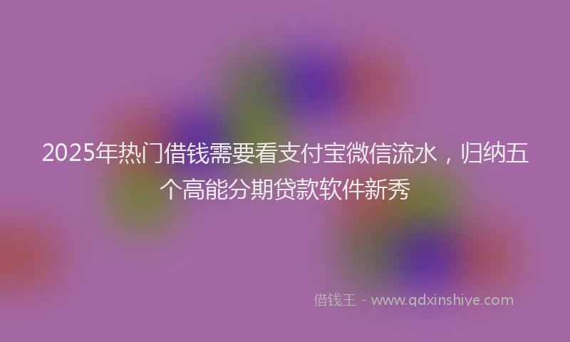2025年热门借钱需要看支付宝微信流水，归纳五个高能分期贷款软件新秀