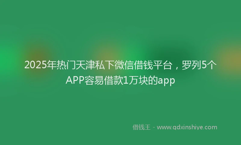 2025年热门天津私下微信借钱平台，罗列5个APP容易借款1万块的app