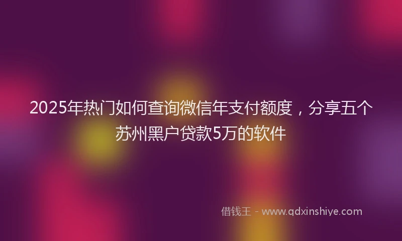 2025年热门如何查询微信年支付额度，分享五个苏州黑户贷款5万的软件