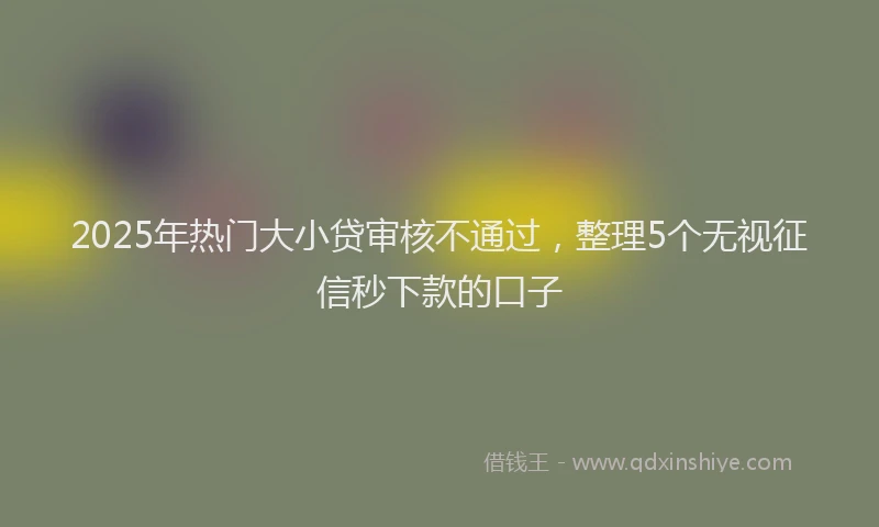 2025年热门大小贷审核不通过，整理5个无视征信秒下款的口子