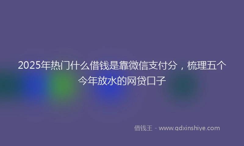 2025年热门什么借钱是靠微信支付分，梳理五个今年放水的网贷口子