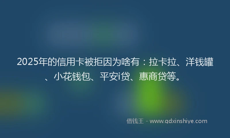2025年的信用卡被拒因为啥有：拉卡拉、洋钱罐、小花钱包、平安i贷、惠商贷等。