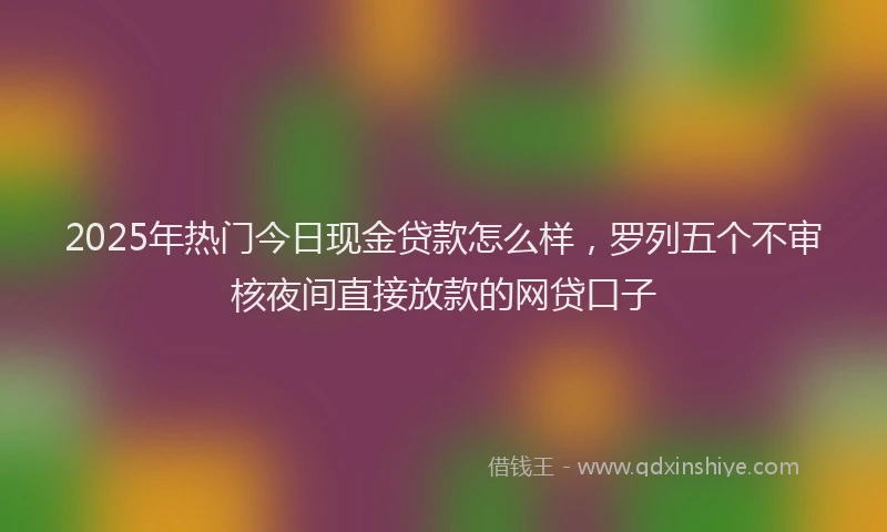 2025年热门今日现金贷款怎么样，罗列五个不审核夜间直接放款的网贷口子