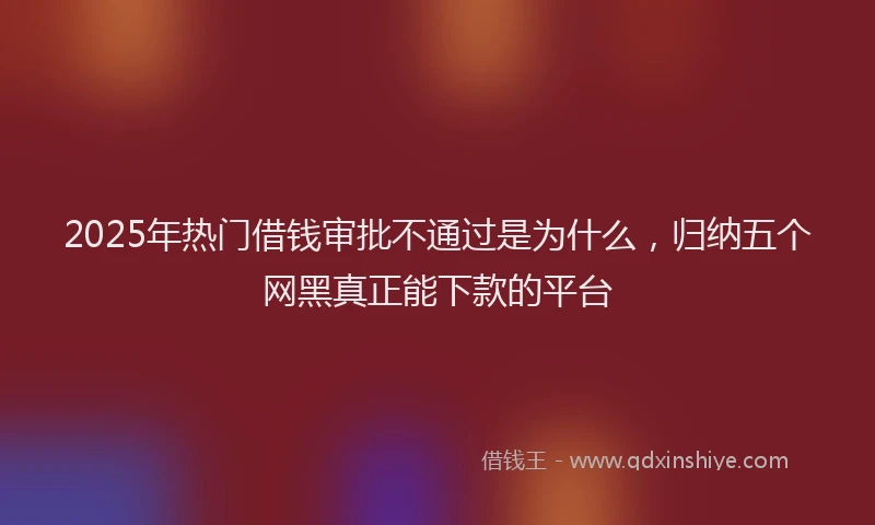 2025年热门借钱审批不通过是为什么，归纳五个网黑真正能下款的平台