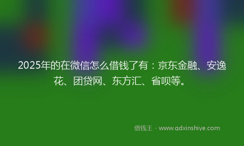 2025年的在微信怎么借钱了有：京东金融、安逸花、团贷网、东方汇、省呗等。