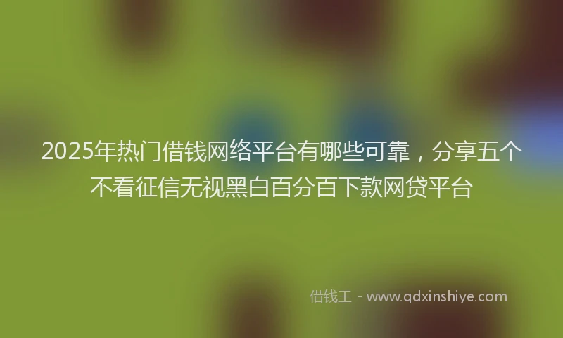 2025年热门借钱网络平台有哪些可靠，分享五个不看征信无视黑白百分百下款网贷平台