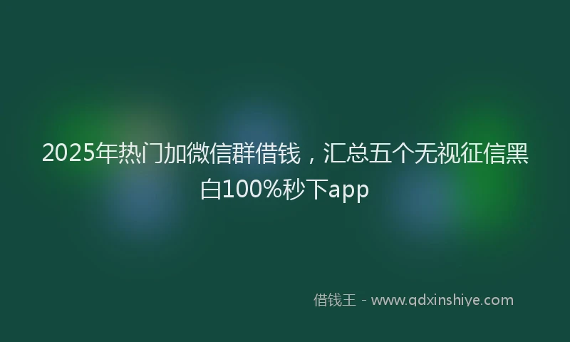 2025年热门加微信群借钱，汇总五个无视征信黑白100%秒下app