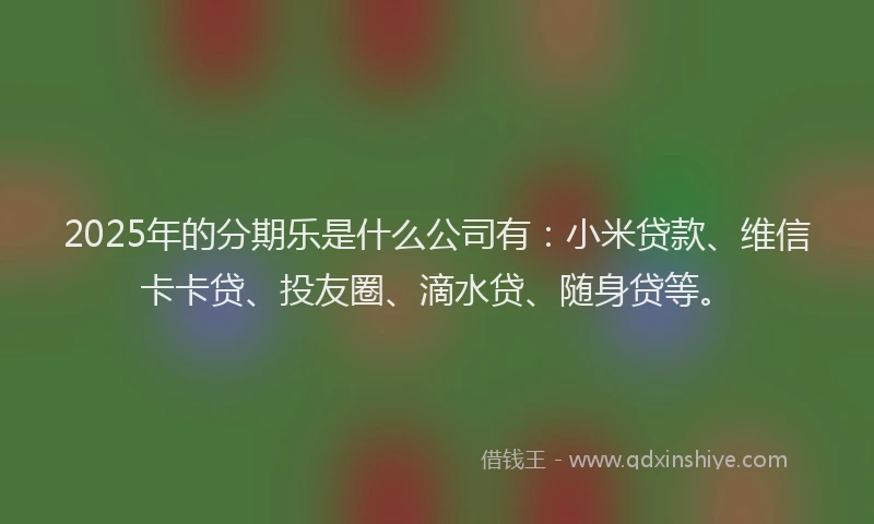 2025年的分期乐是什么公司有：小米贷款、维信卡卡贷、投友圈、滴水贷、随身贷等。