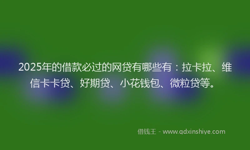 2025年的借款必过的网贷有哪些有：拉卡拉、维信卡卡贷、好期贷、小花钱包、微粒贷等。