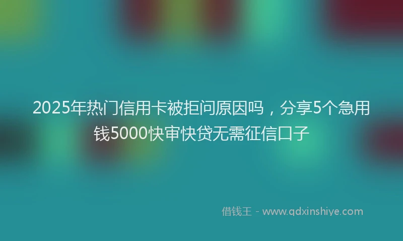 2025年热门信用卡被拒问原因吗，分享5个急用钱5000快审快贷无需征信口子