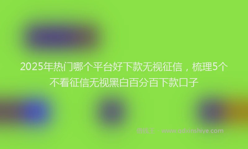 2025年热门哪个平台好下款无视征信，梳理5个不看征信无视黑白百分百下款口子