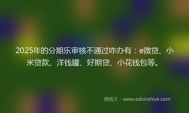 2025年的分期乐审核不通过咋办有：e微贷、小米贷款、洋钱罐、好期贷、小花钱包等。
