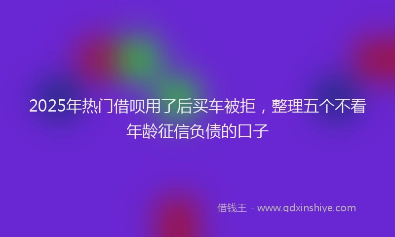 2025年热门借呗用了后买车被拒，整理五个不看年龄征信负债的口子