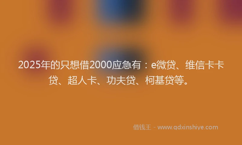 2025年的只想借2000应急有：e微贷、维信卡卡贷、超人卡、功夫贷、柯基贷等。