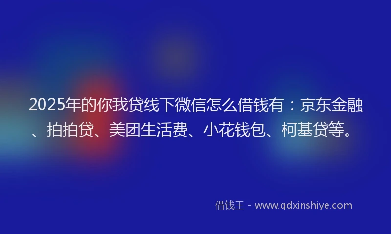 2025年的你我贷线下微信怎么借钱有：京东金融、拍拍贷、美团生活费、小花钱包、柯基贷等。