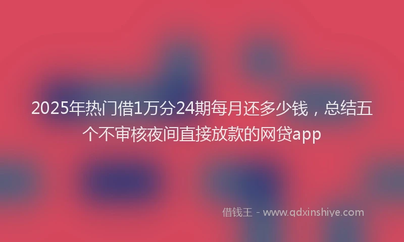 2025年热门借1万分24期每月还多少钱，总结五个不审核夜间直接放款的网贷app