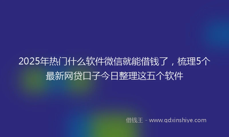 2025年热门什么软件微信就能借钱了，梳理5个最新网贷口子今日整理这五个软件