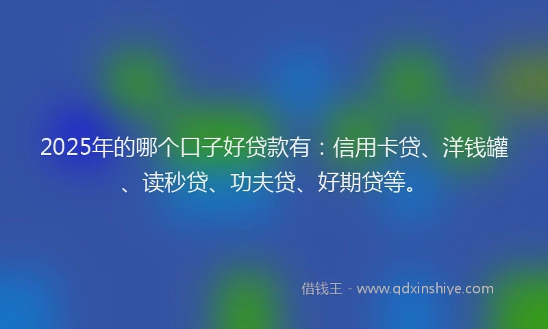 2025年的哪个口子好贷款有：信用卡贷、洋钱罐、读秒贷、功夫贷、好期贷等。