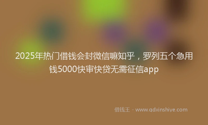 2025年热门借钱会封微信嘛知乎，罗列五个急用钱5000快审快贷无需征信app
