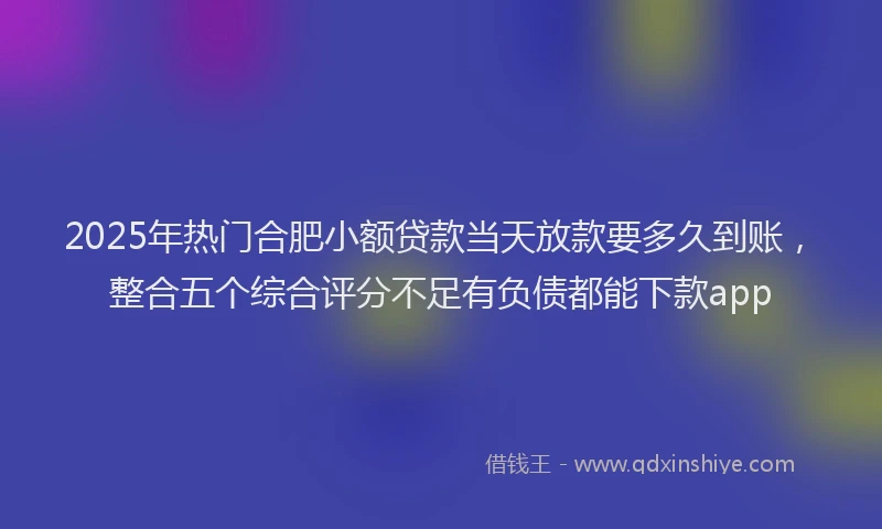 2025年热门合肥小额贷款当天放款要多久到账，整合五个综合评分不足有负债都能下款app