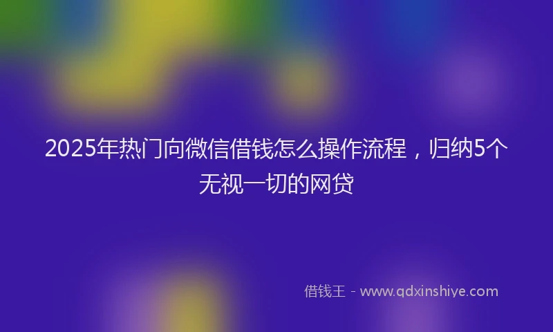 2025年热门向微信借钱怎么操作流程，归纳5个无视一切的网贷