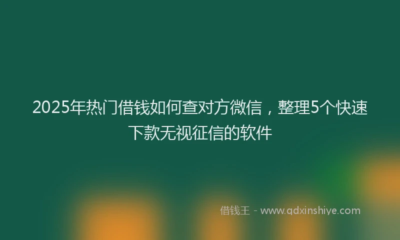 2025年热门借钱如何查对方微信，整理5个快速下款无视征信的软件