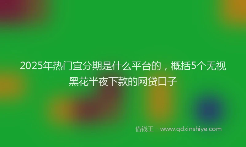 2025年热门宜分期是什么平台的，概括5个无视黑花半夜下款的网贷口子
