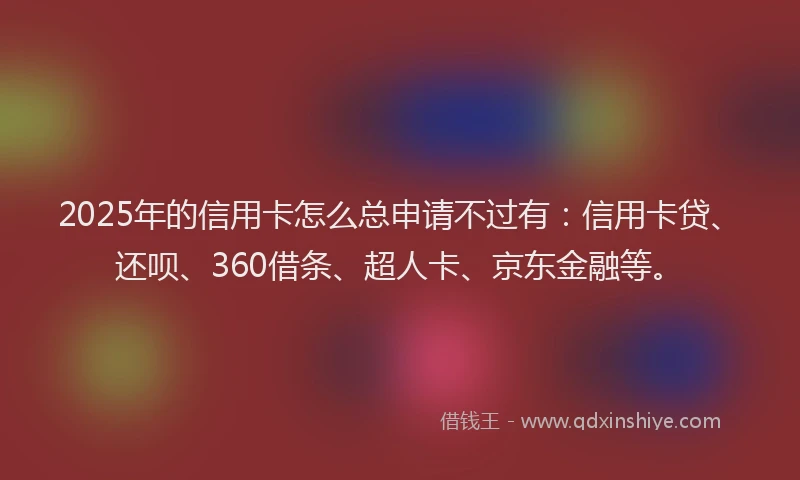 2025年的信用卡怎么总申请不过有：信用卡贷、还呗、360借条、超人卡、京东金融等。