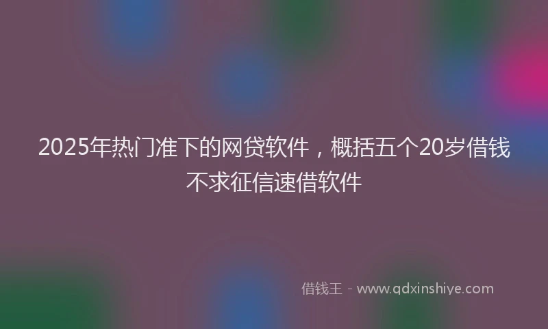 2025年热门准下的网贷软件，概括五个20岁借钱不求征信速借软件