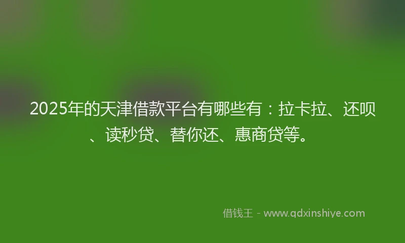 2025年的天津借款平台有哪些有：拉卡拉、还呗、读秒贷、替你还、惠商贷等。