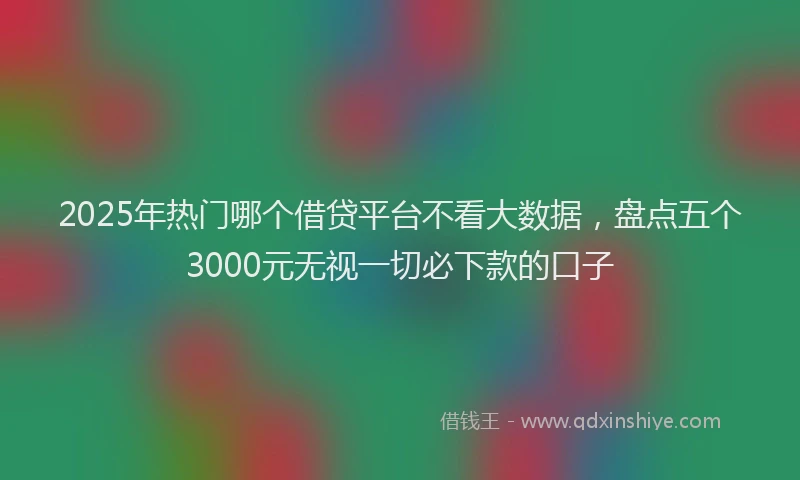 2025年热门哪个借贷平台不看大数据，盘点五个3000元无视一切必下款的口子