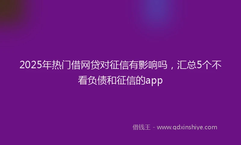 2025年热门借网贷对征信有影响吗，汇总5个不看负债和征信的app
