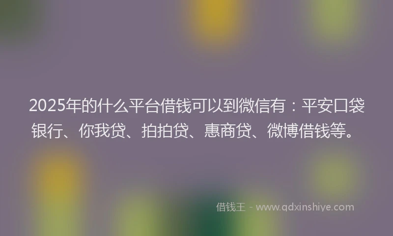 2025年的什么平台借钱可以到微信有：平安口袋银行、你我贷、拍拍贷、惠商贷、微博借钱等。