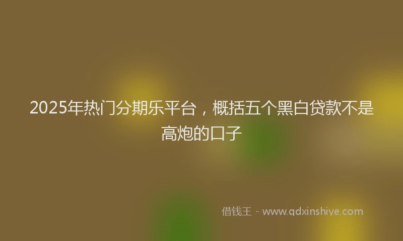 2025年热门分期乐平台，概括五个黑白贷款不是高炮的口子
