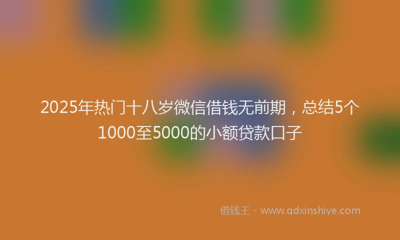 2025年热门十八岁微信借钱无前期，总结5个1000至5000的小额贷款口子
