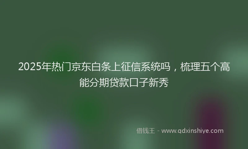 2025年热门京东白条上征信系统吗，梳理五个高能分期贷款口子新秀