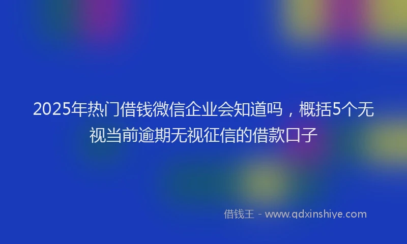 2025年热门借钱微信企业会知道吗,概括5个无视当前逾期无视征信的借款口子