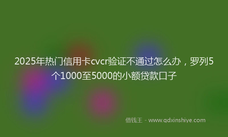 2025年热门信用卡cvcr验证不通过怎么办，罗列5个1000至5000的小额贷款口子
