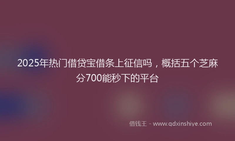 2025年热门借贷宝借条上征信吗，概括五个芝麻分700能秒下的平台