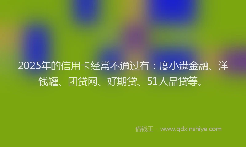 2025年的信用卡经常不通过有：度小满金融、洋钱罐、团贷网、好期贷、51人品贷等。