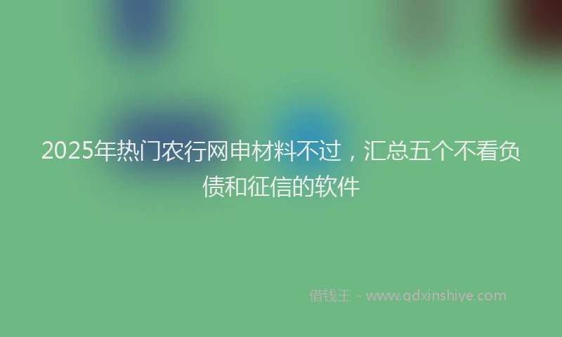 2025年热门农行网申材料不过，汇总五个不看负债和征信的软件