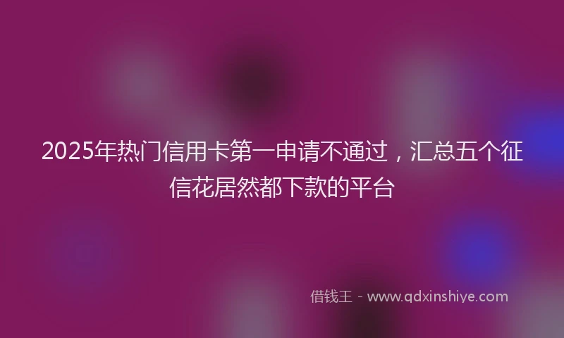 2025年热门信用卡第一申请不通过，汇总五个征信花居然都下款的平台