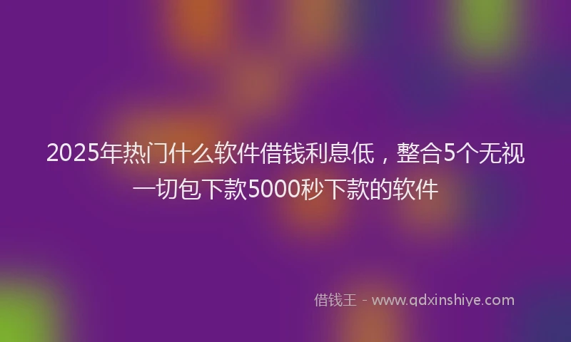 2025年热门什么软件借钱利息低，整合5个无视一切包下款5000秒下款的软件
