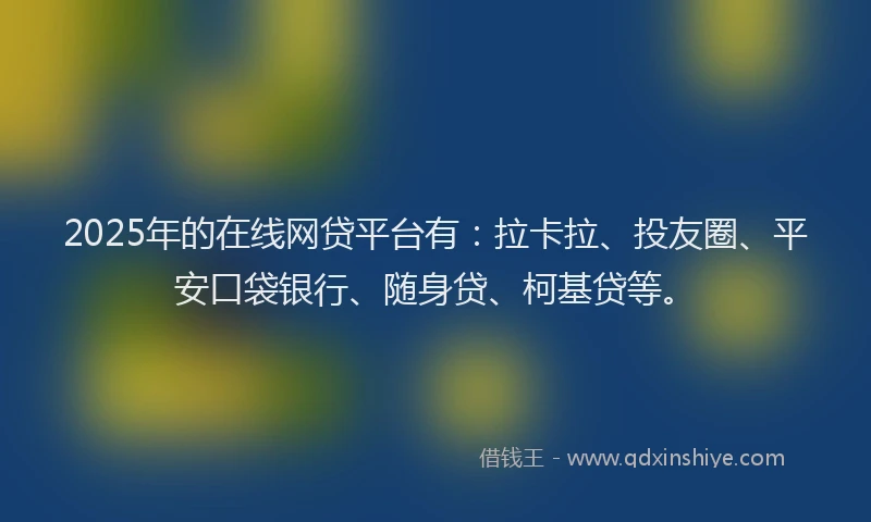 2025年的在线网贷平台有：拉卡拉、投友圈、平安口袋银行、随身贷、柯基贷等。