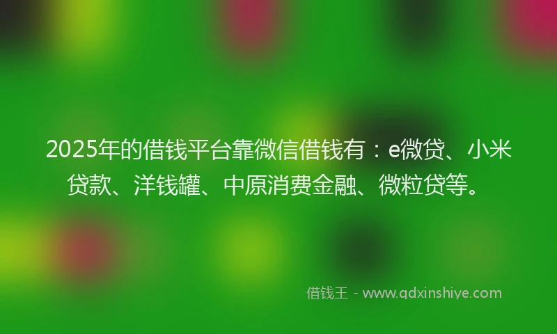 2025年的借钱平台靠微信借钱有：e微贷、小米贷款、洋钱罐、中原消费金融、微粒贷等。