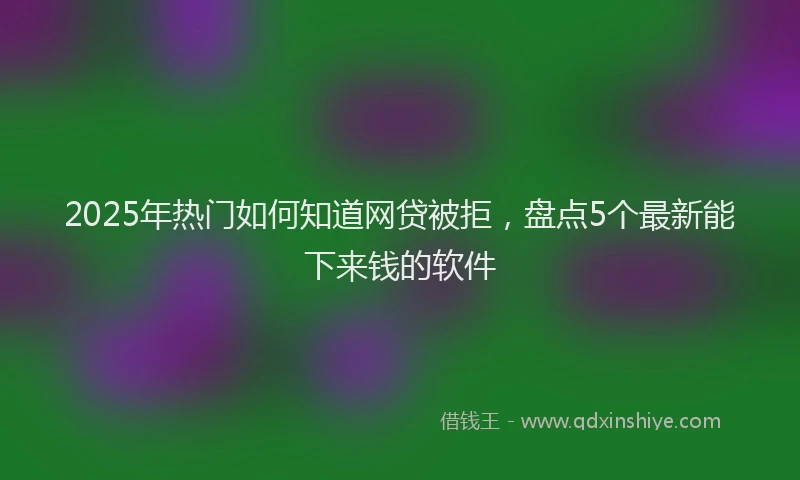2025年热门如何知道网贷被拒，盘点5个最新能下来钱的软件