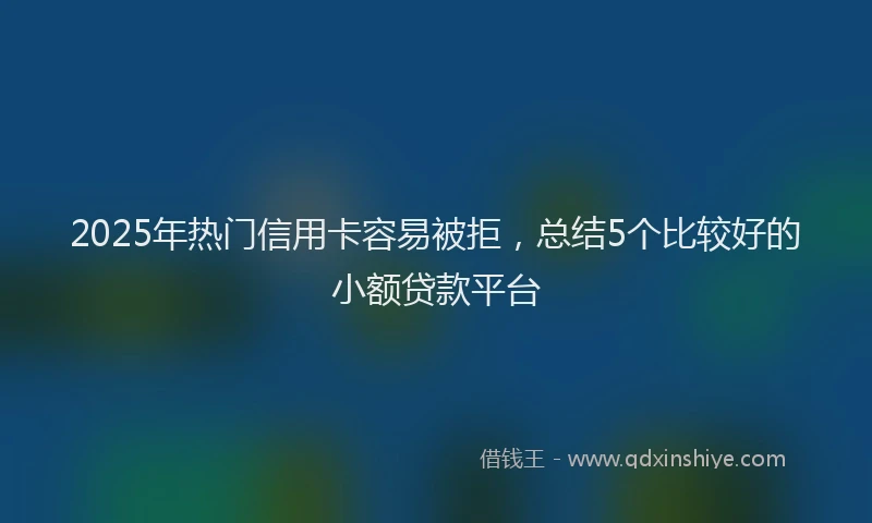 2025年热门信用卡容易被拒，总结5个比较好的小额贷款平台