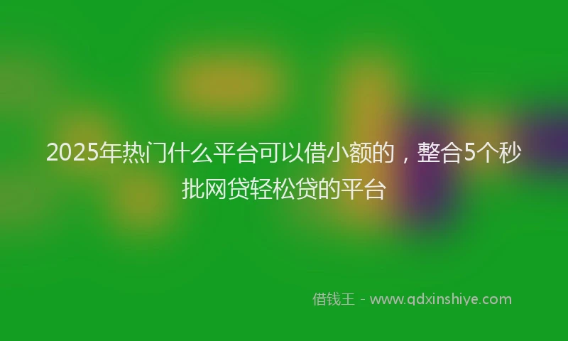 2025年热门什么平台可以借小额的，整合5个秒批网贷轻松贷的平台