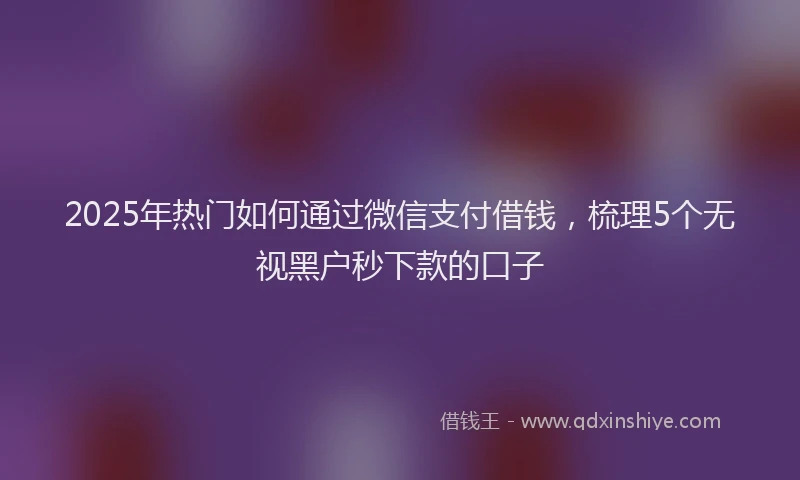 2025年热门如何通过微信支付借钱，梳理5个无视黑户秒下款的口子