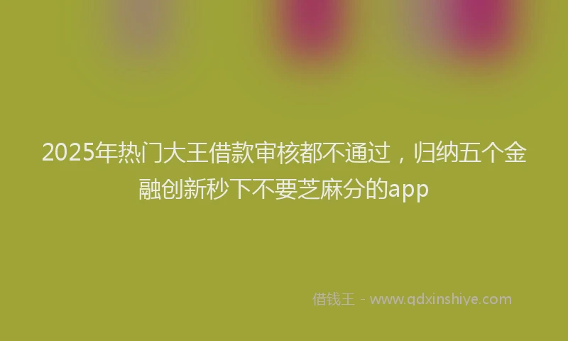 2025年热门大王借款审核都不通过，归纳五个金融创新秒下不要芝麻分的app
